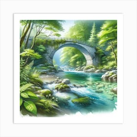 Bridge In The Forest Art Print