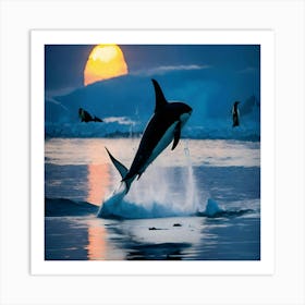 Orca Jumping Out Of The Water Art Print
