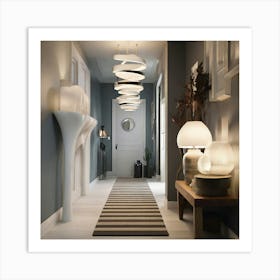 Hallway With Lamps Art Print