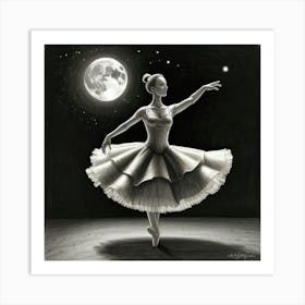 Ballerina In The Moonlight 1 Art Print