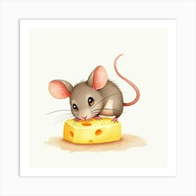 Mouse On Cheese Art Print