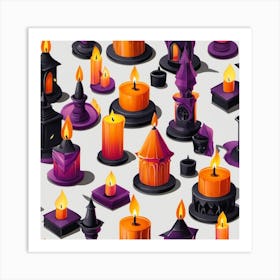 Halloween Candles Seamless Pattern 2 Art Print