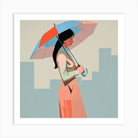 Woman with umbrella Art Print