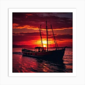 Sunset Boat 10 Art Print