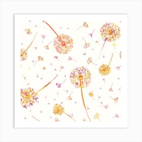 Spring Dandelions Orange Square Art Print