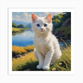 White Cat With Blue Eyes Art Print