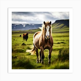 Grass Horse Rural Farm Nature Field Mammal Fast Horse Natural Animal Meadow Mane Friends (1) Art Print