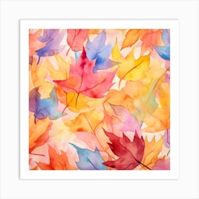 Watercolor Autumn Leaves Art Print