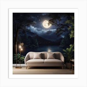 Living Room At Night 2 Art Print