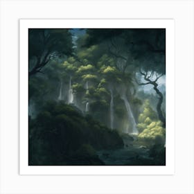 Waterfall In The Forest Art Print