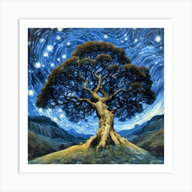 Starry Night Tree Art Print