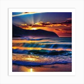 Sunset On The Beach 556 Art Print