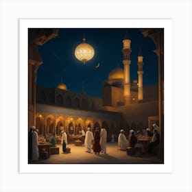 Islamic Mosque At Night Art Print