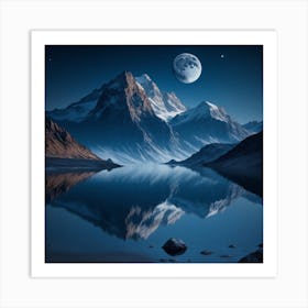 Tall And Beautiful Mountains Stand Beside A Sea Art Print