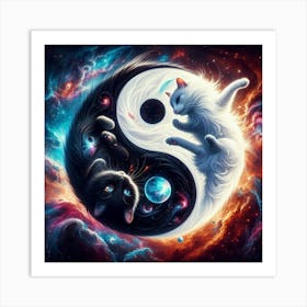 Yin Yang Cats 13 Art Print