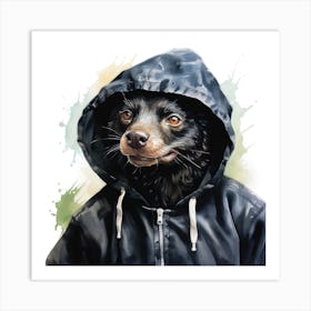 Watercolour Cartoon Tasmanian Devil In A Hoodie 1 Art Print