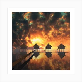 Sunset At The Beach Art Print