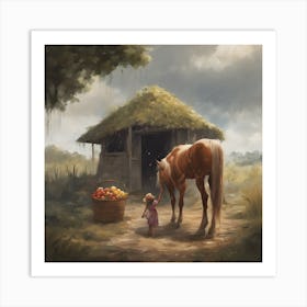 Little Girl And Horse Art Print