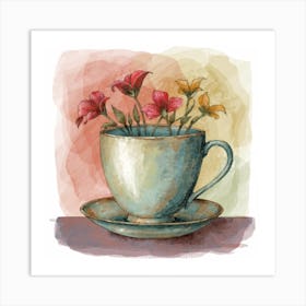 Flowers In A Teacup Art Print