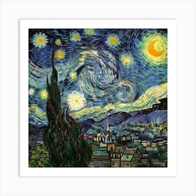 The Starry Night, Vincent Van Gogh Art Print 7 Art Print