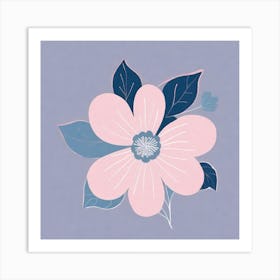 A White And Pink Flower In Minimalist Style Square Composition 281 Art Print