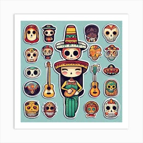 Mexico Sticker 2d Cute Fantasy Dreamy Vector Illustration 2d Flat Centered By Tim Burton Pr (33) Art Print