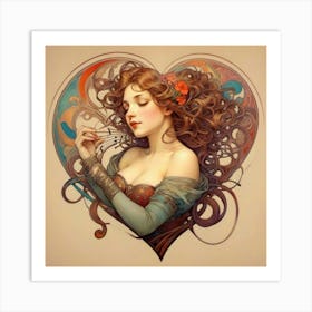 Sexy Girl In A Heart Art Print