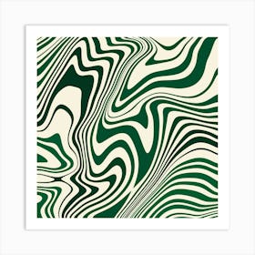 Retro Green Swirl Abstract Pattern Art Print