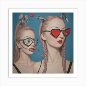 Two Women With Glasses Art Print