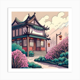 Chinese House In Spring Art Print