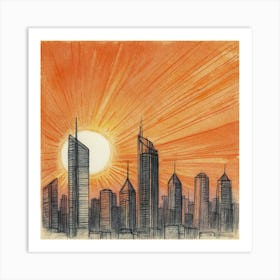 Sunset Cityscape Art Print