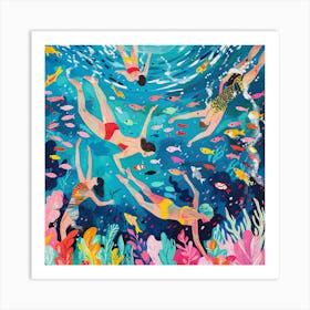 Swimmers in the Style of Matisse 3 Art Print