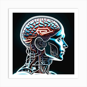 Human Brain With Artificial Intelligence 7 Art Print