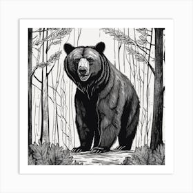 Black Bear In The Woods 1 Art Print