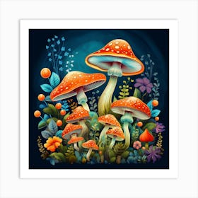 Mushrooms In The Forest 92 Art Print