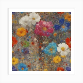 Pretty Flowers In Paint Splatter Colorful Paint Art Print