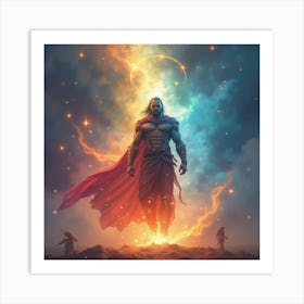 Titan Surrounded By Watercolor Magical Energy, Colorful 1 Art Print