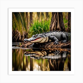 Alligator In The Swamp Art Print