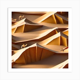 Camels In The Desert Art Print