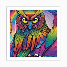 Rainbow Owl Art Print