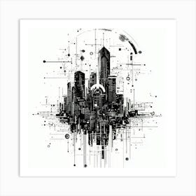 Cityscape.Generated AI. Wall Art Print Art Print