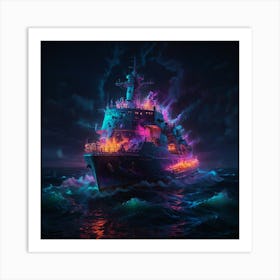 Ship In The Night Art Print