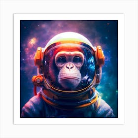 Chimpanzee Astronaut In Space Art Print