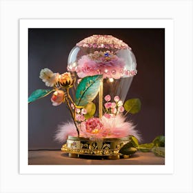 Cloche De Verre Lampe Rose Art Print