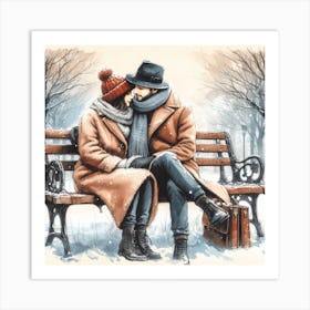 Couple Kissing Art Print