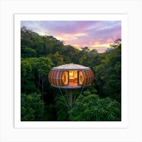 Tree House In The Rainforest Art Print