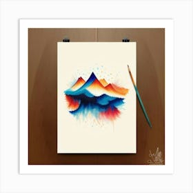 Watercolor Mountains Painting Art Print