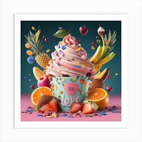 Create graphic design love cupcake illustration design 4 Art Print