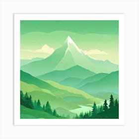 Misty mountains background in green tone 83 Art Print