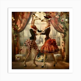 Giraffes Dancing Art Print